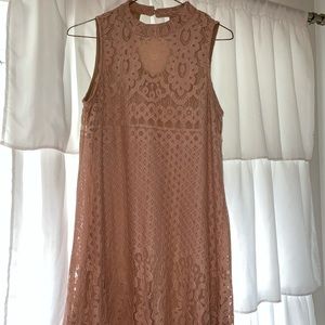 Lace dress with a light pink lace and cream lining